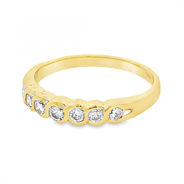 18ct Yellow Gold Diamond Half-Eternity Ring - Size N - 0.30ct