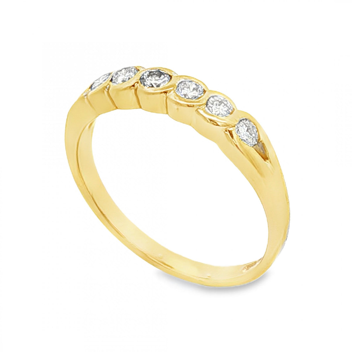 18ct Yellow Gold Diamond Half-Eternity Ring - Size N - 0.30ct