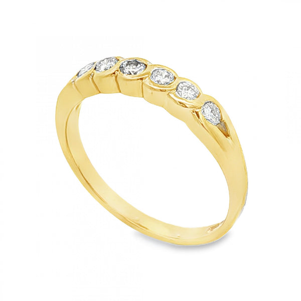 18ct Yellow Gold Diamond Half-Eternity Ring - Size N - 0.30ct