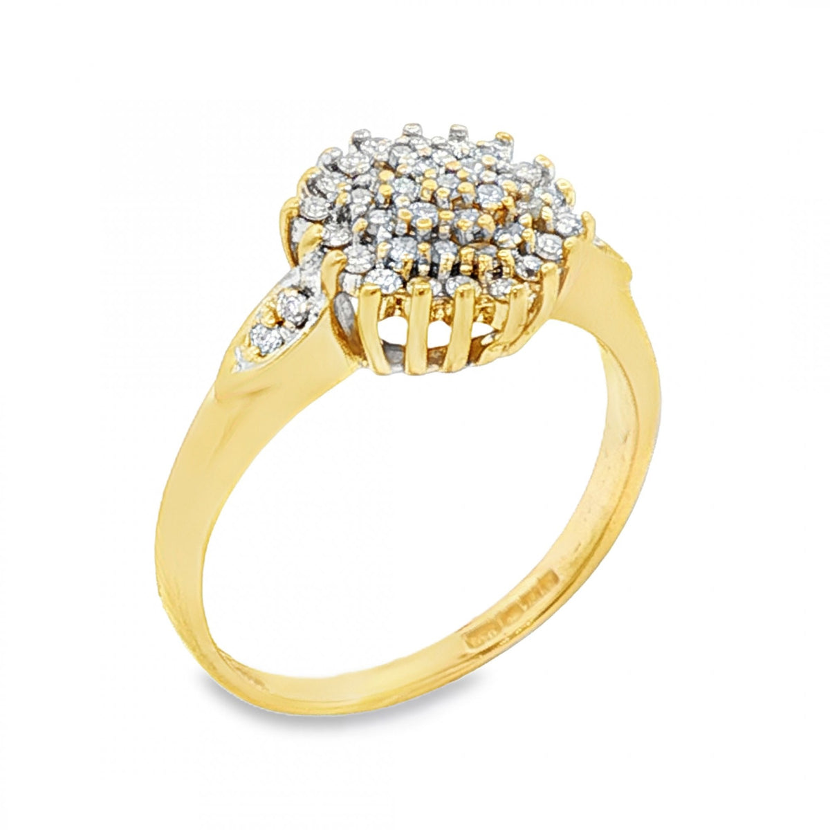 18ct Yellow Gold Diamond Cluster Ring - Size L - 0.25ct