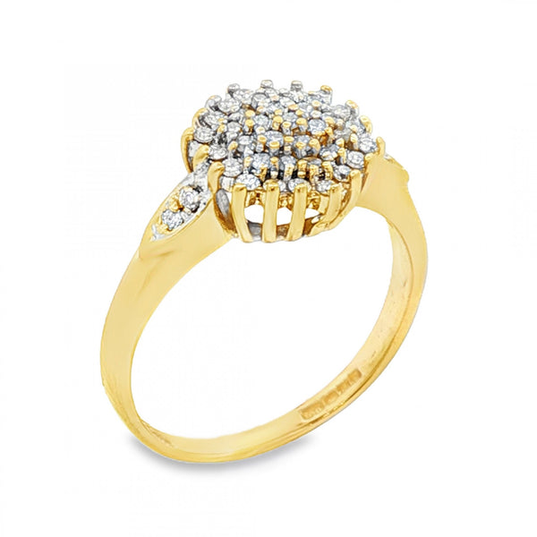 18ct Yellow Gold Diamond Cluster Ring - Size L - 0.25ct