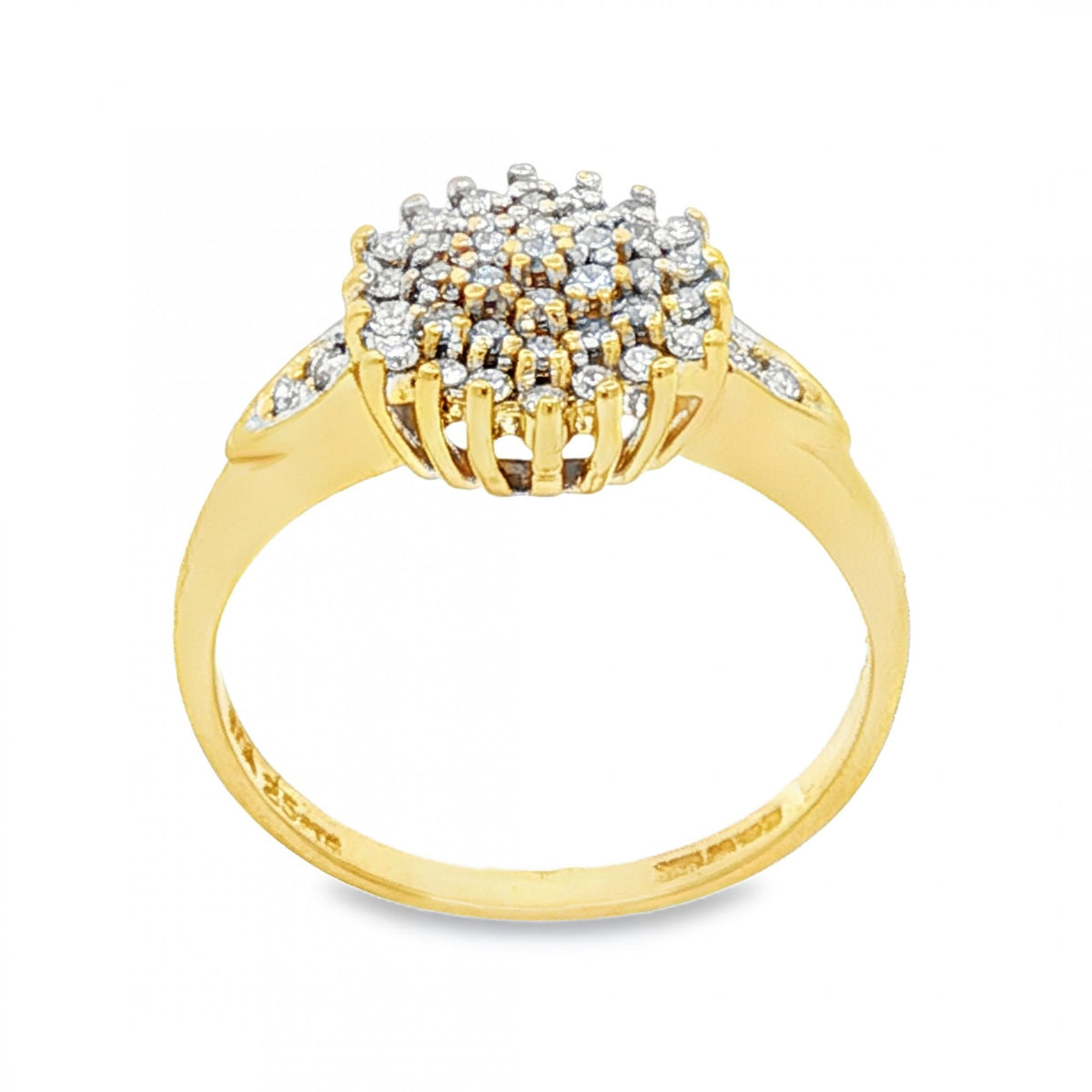 18ct Yellow Gold Diamond Cluster Ring - Size L - 0.25ct