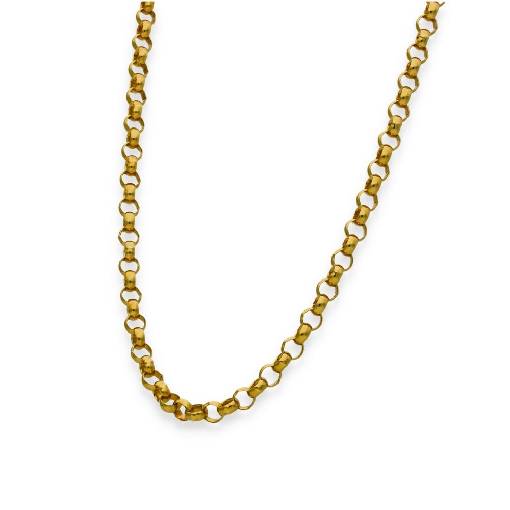 9ct Yellow Gold Round Belcher Chain - 22" - 21.5g