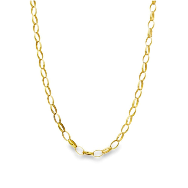 9ct Yellow Gold Oval Belcher Chain - 21" - 7.3g