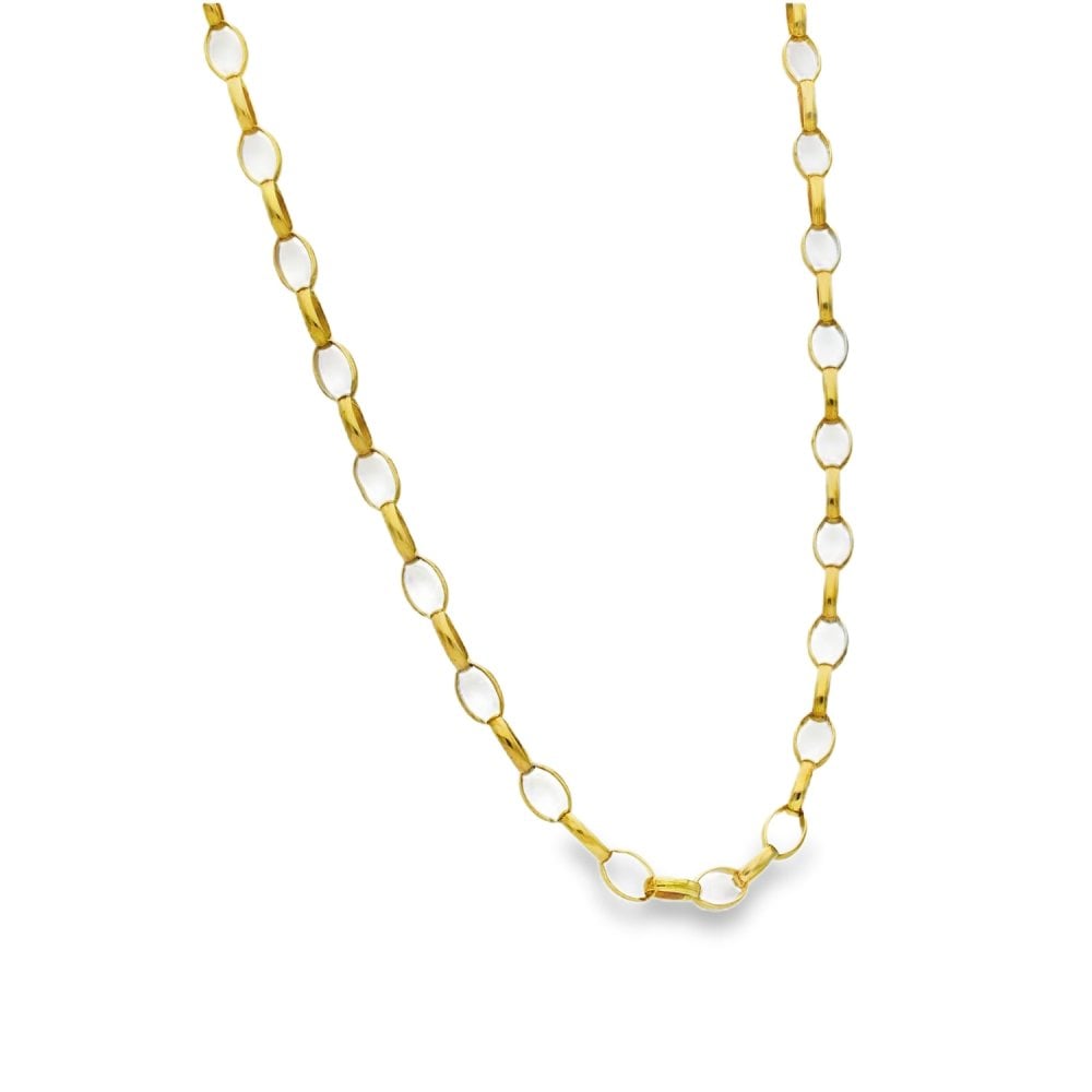 9ct Yellow Gold Oval Belcher Chain - 21" - 7.3g