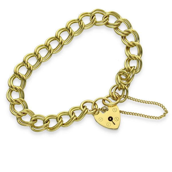 9ct Yellow Gold Double Curb Bracelet - 7.5" - 18.0g