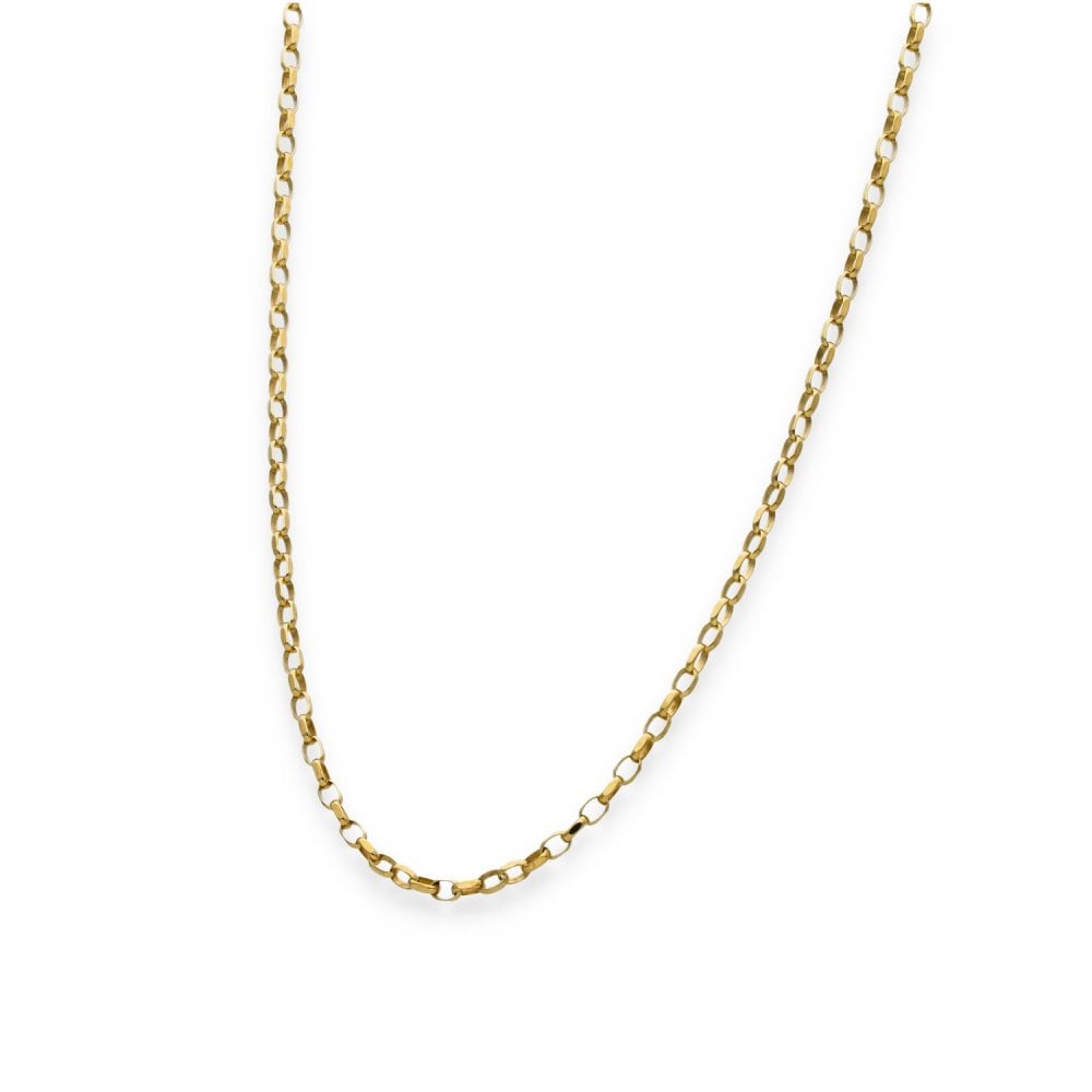 9ct Yellow Gold Fine Oval Belcher Chain - 20" - 3.7g
