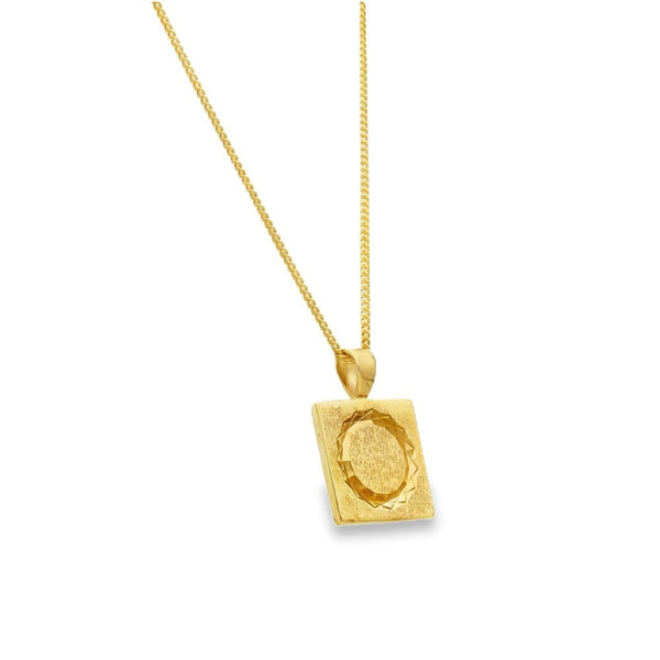 9ct Yellow Gold Engraved Pendant & Necklace - 20" - 13.0g