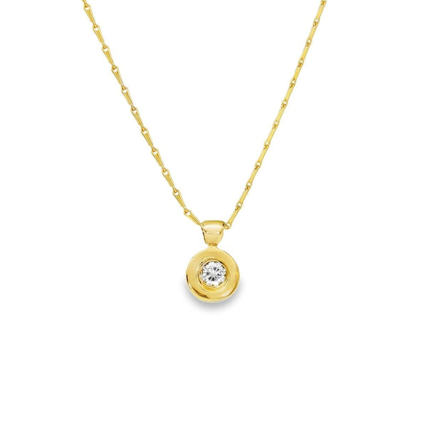 18ct Yellow Gold Diamond Pendant & Hayseed Necklace -18" -0.35ct