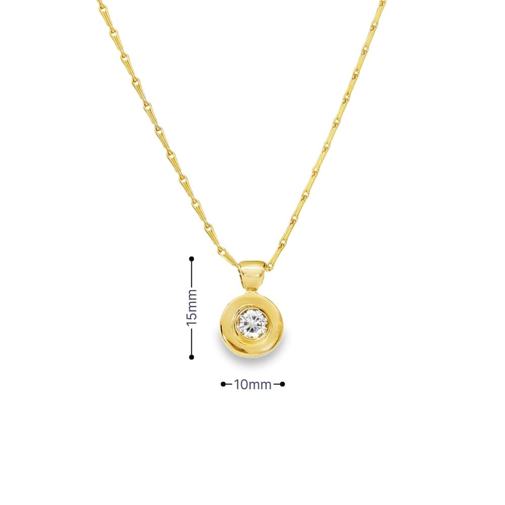 18ct Yellow Gold Diamond Pendant & Hayseed Necklace -18" -0.35ct