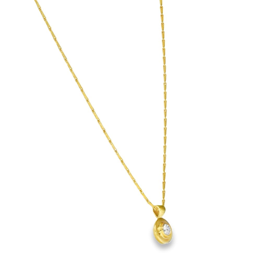 18ct Yellow Gold Diamond Pendant & Hayseed Necklace -18" -0.35ct