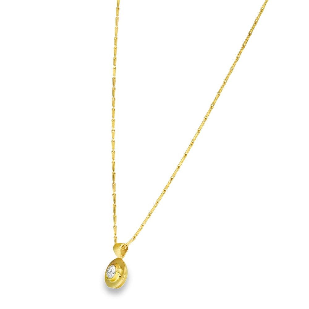 18ct Yellow Gold Diamond Pendant & Hayseed Necklace -18" -0.35ct