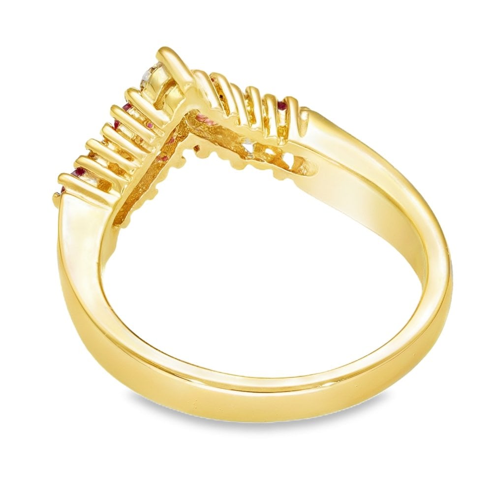 18ct Yellow Gold Ruby & Diamond Enhancer Ring - Size O - 0.20ct