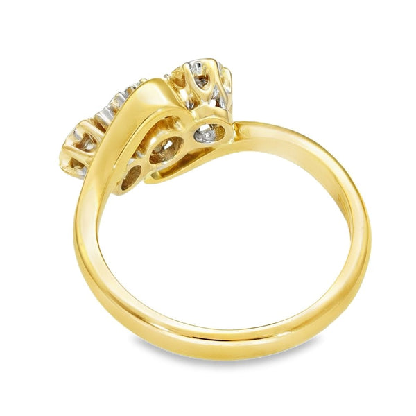 18ct Yellow Gold Diamond Twist Trilogy Ring - Size K½ - 0.24ct