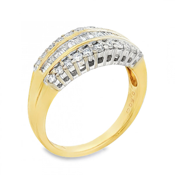 18ct Yellow Gold Diamond Triple-Row Half-Eternity Ring - 0.50ct