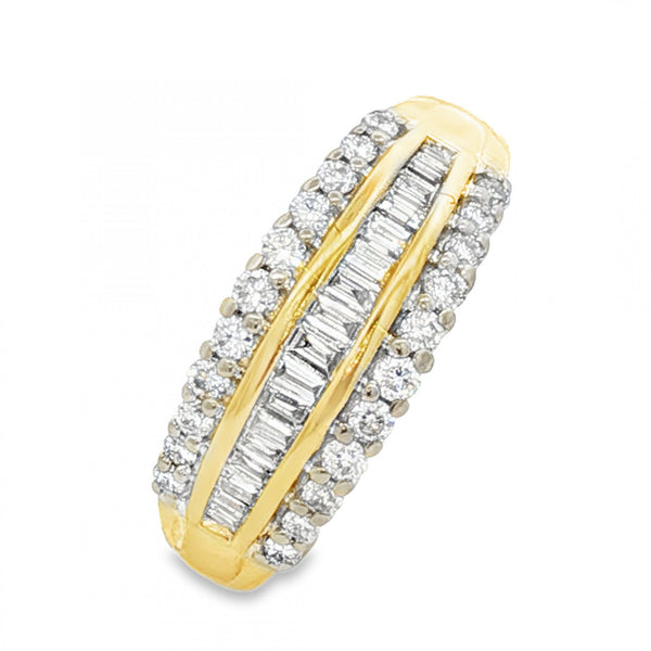 18ct Yellow Gold Diamond Triple-Row Half-Eternity Ring - 0.50ct