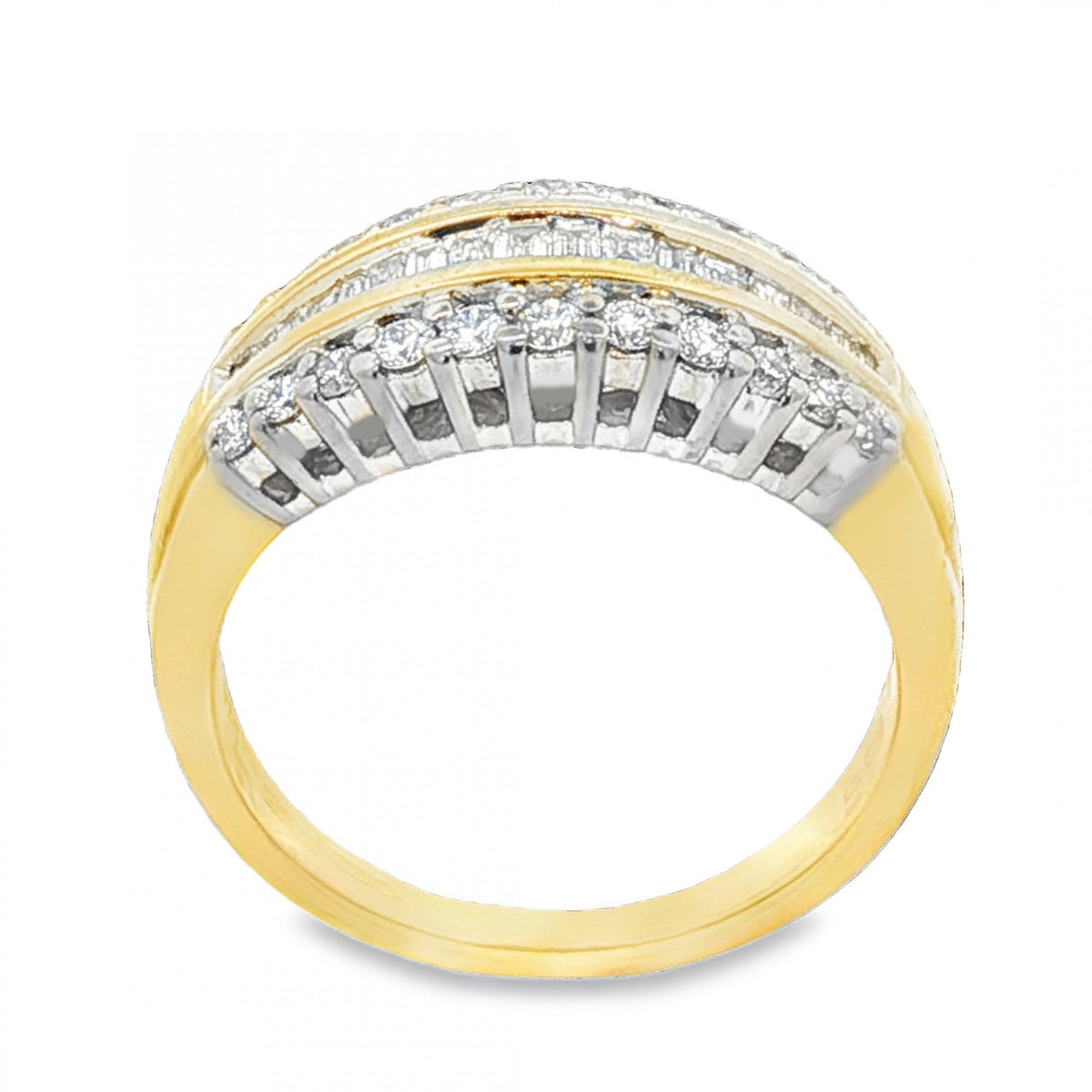 18ct Yellow Gold Diamond Triple-Row Half-Eternity Ring - 0.50ct