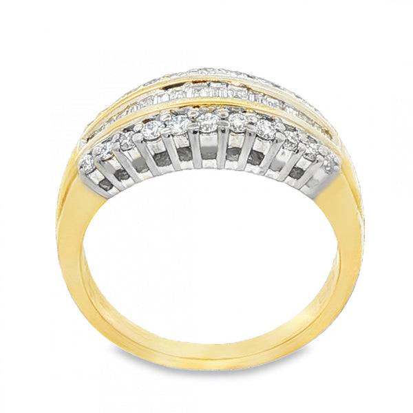 18ct Yellow Gold Diamond Triple-Row Half-Eternity Ring - 0.50ct