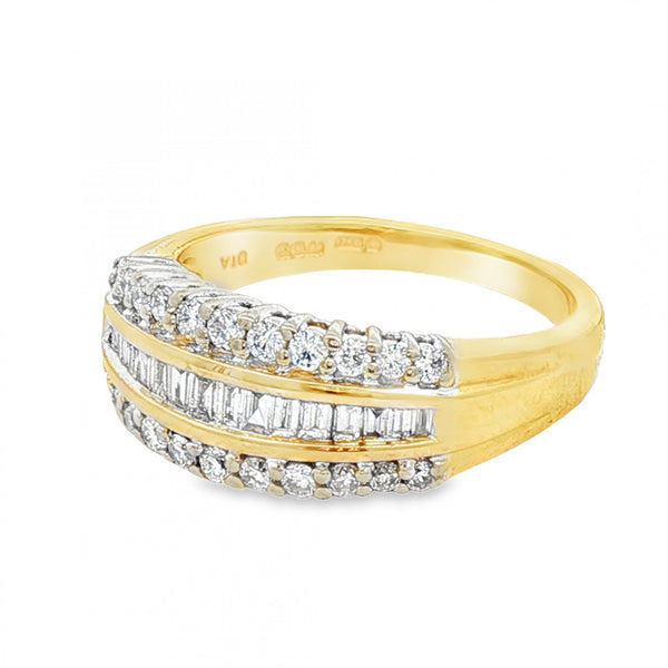 18ct Yellow Gold Diamond Triple-Row Half-Eternity Ring - 0.50ct