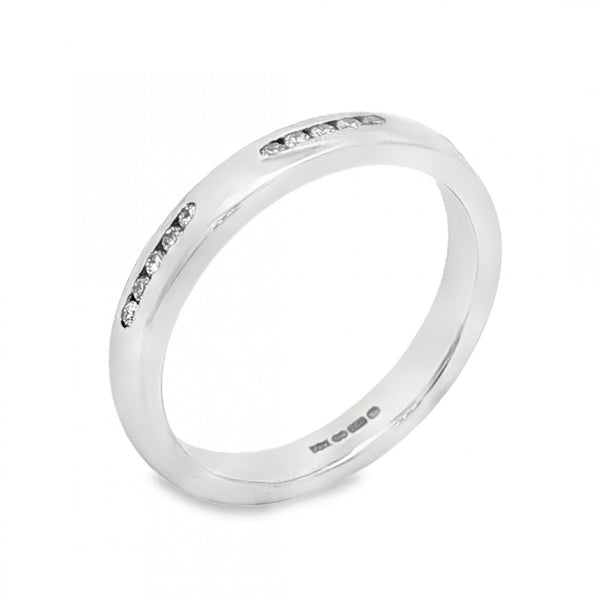18ct White Gold Diamond Three-Row Ring - Size M½ - 0.08ct