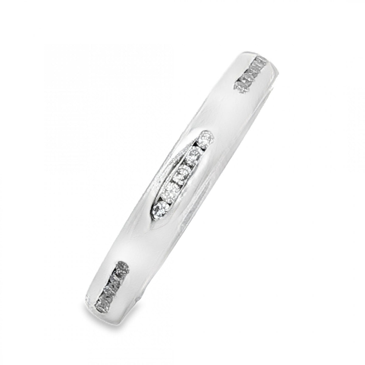18ct White Gold Diamond Three-Row Ring - Size M½ - 0.08ct