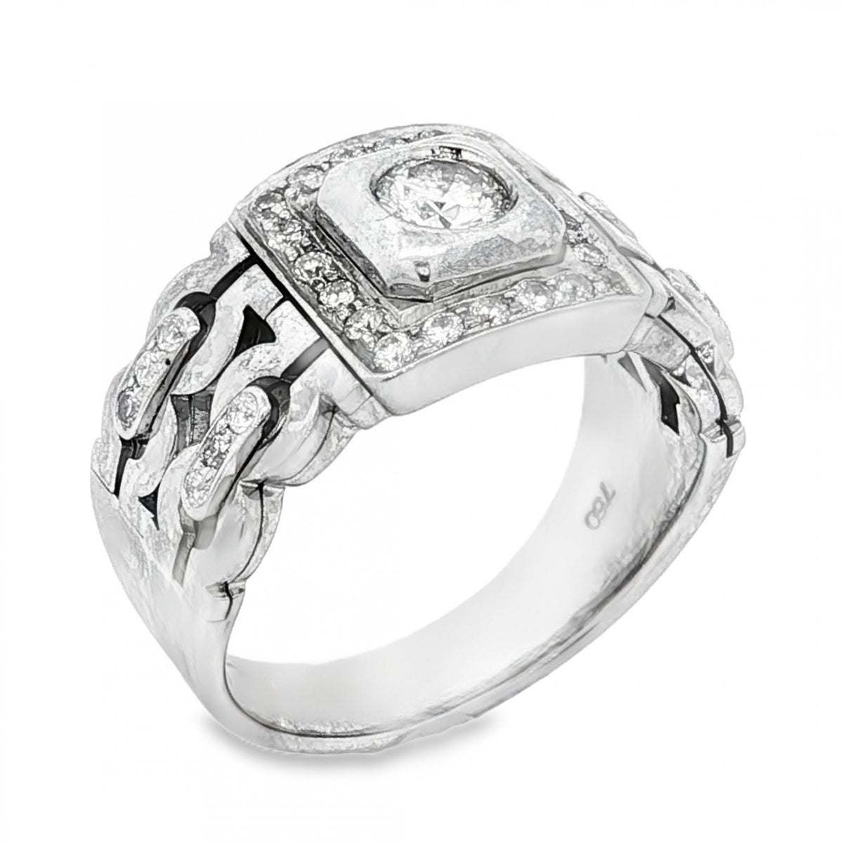 18ct White Gold Diamond Halo Ring - Size T - 1.04ct