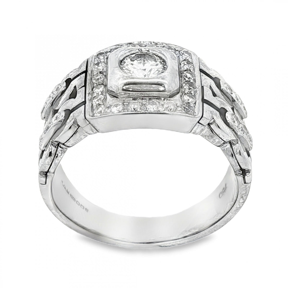 18ct White Gold Diamond Halo Ring - Size T - 1.04ct