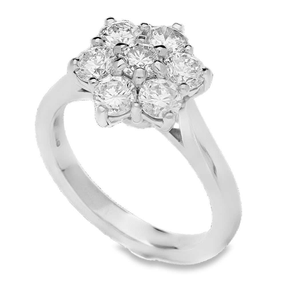 Ladies Platinum 7 Stone Diamond Cluster Ring - 1.63ct