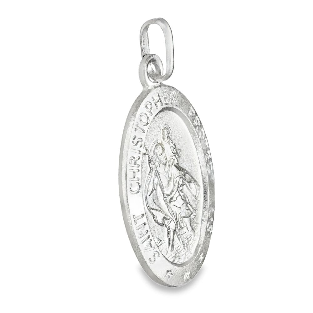 925 Sterling Silver Oval St. Christopher Pendant - 15x24mm -2.9g