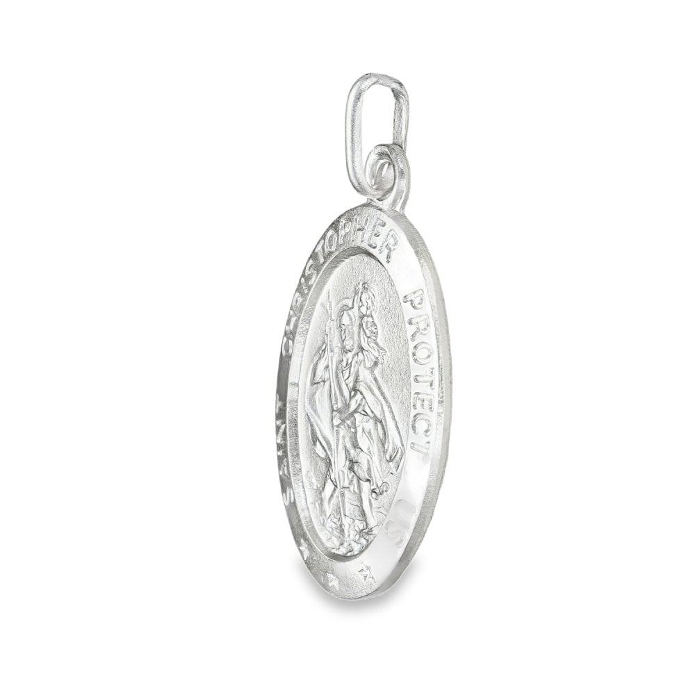 925 Sterling Silver Oval St. Christopher Pendant - 15x24mm -2.9g
