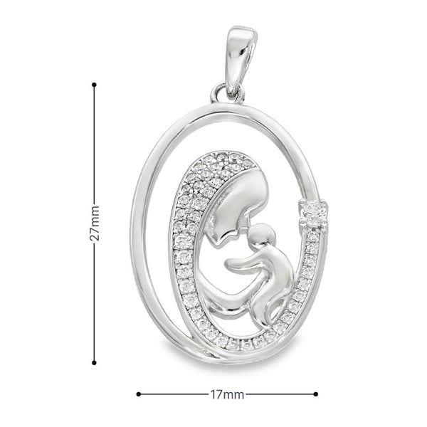 925 Sterling Silver CZ Madonna Pendant - 17x27x3mm - 3.4g