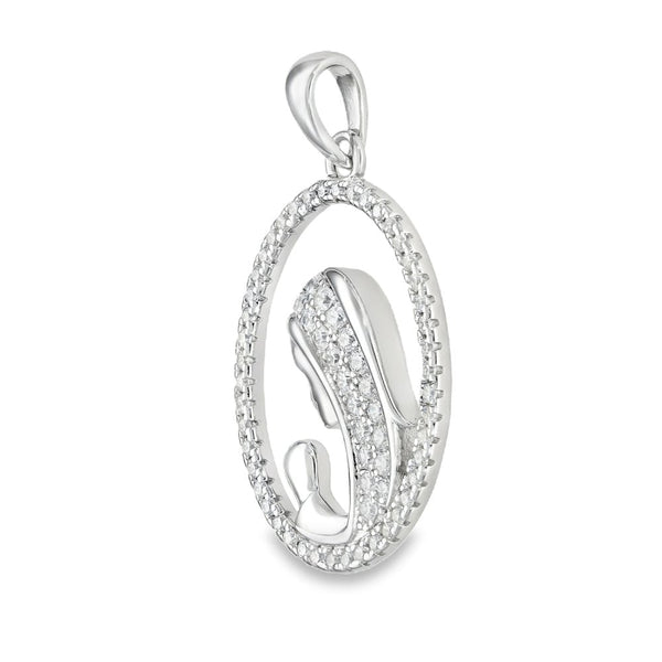925 Sterling Silver CZ Madonna Pendant - 16x23x2.5mm - 2.5g