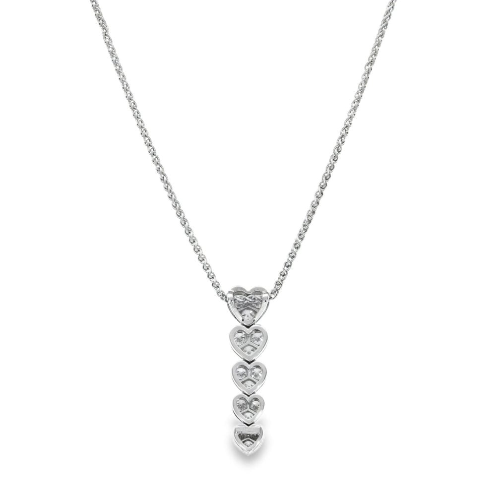 18ct White Gold Diamond Heart Pendant & Necklace - 16" - 1.50ct
