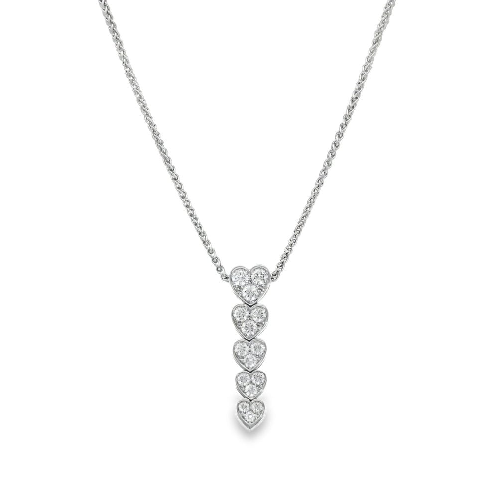18ct White Gold Diamond Heart Pendant & Necklace - 16" - 1.50ct