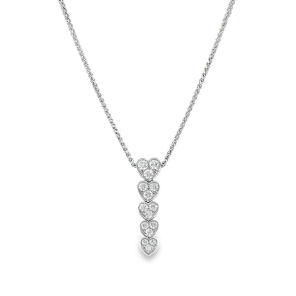 18ct White Gold Diamond Heart Pendant & Necklace - 16" - 1.50ct