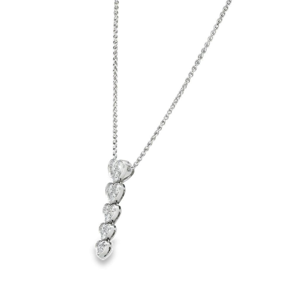 18ct White Gold Diamond Heart Pendant & Necklace - 16" - 1.50ct