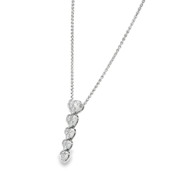18ct White Gold Diamond Heart Pendant & Necklace - 16" - 1.50ct
