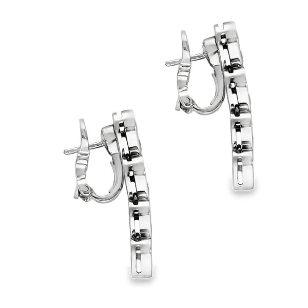 18ct White Gold Diamond Heart Drop Earrings - 8x27x3.5mm -2.00ct