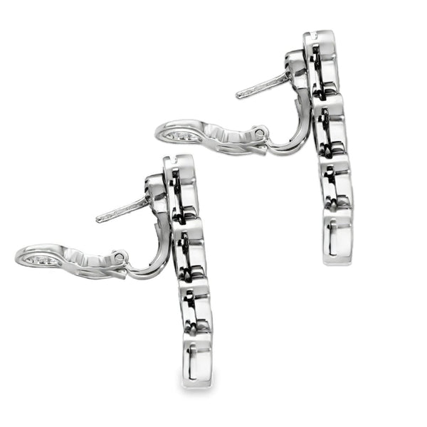 18ct White Gold Diamond Heart Drop Earrings - 8x27x3.5mm -2.00ct