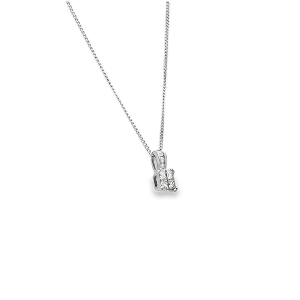 9ct White Gold Diamond Pendant & Necklace - 19" - 0.35ct