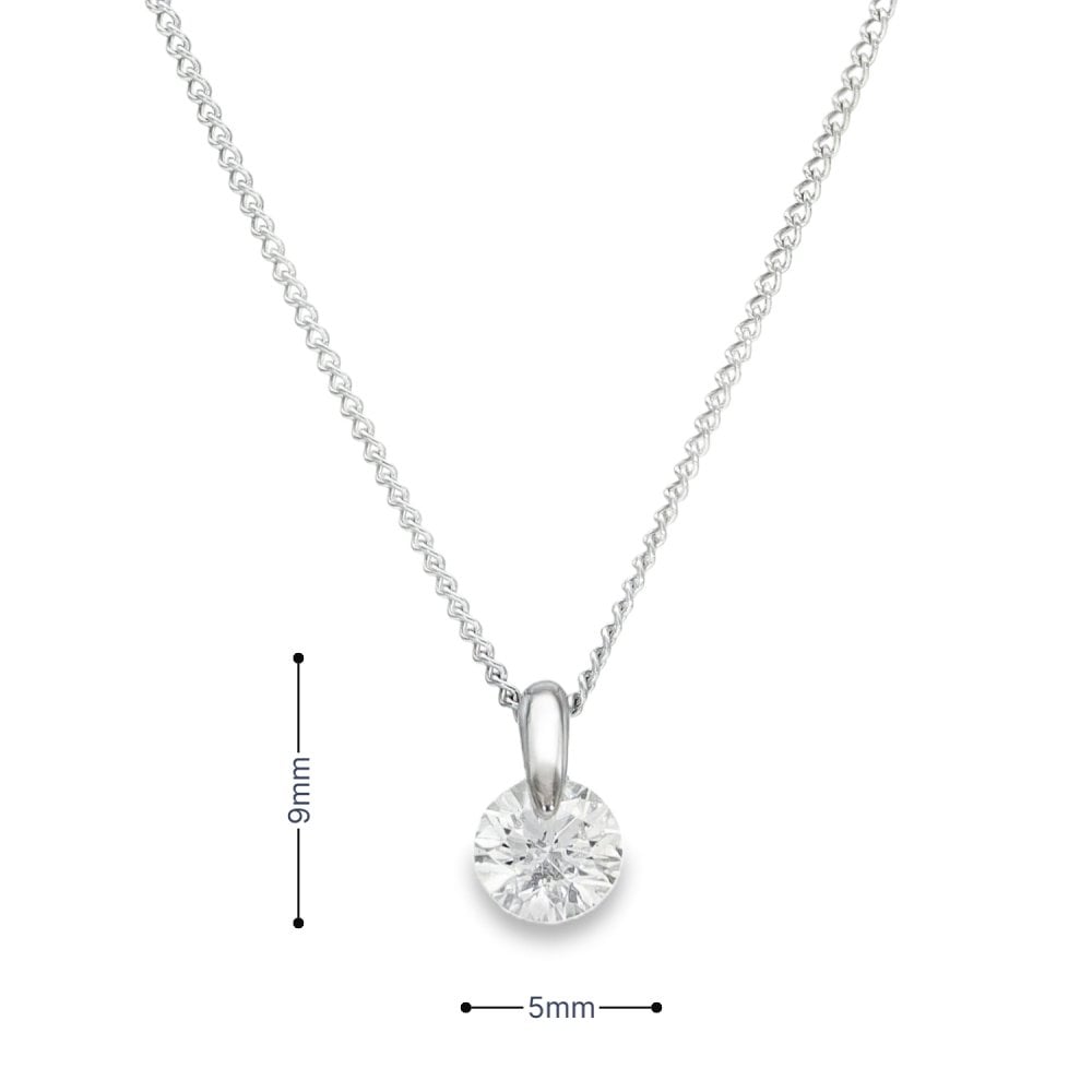 9ct White Gold Diamond Dot Pendant & Necklace - 20" - 0.59ct