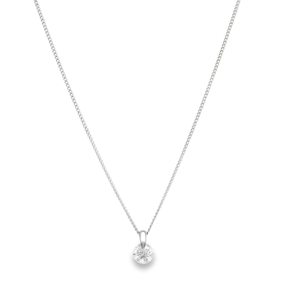 9ct White Gold Diamond Dot Pendant & Necklace - 20" - 0.59ct
