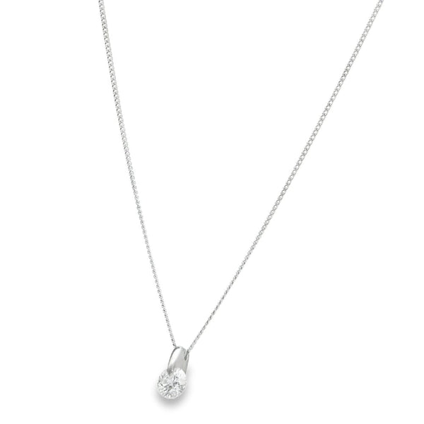 9ct White Gold Diamond Dot Pendant & Necklace - 20" - 0.59ct