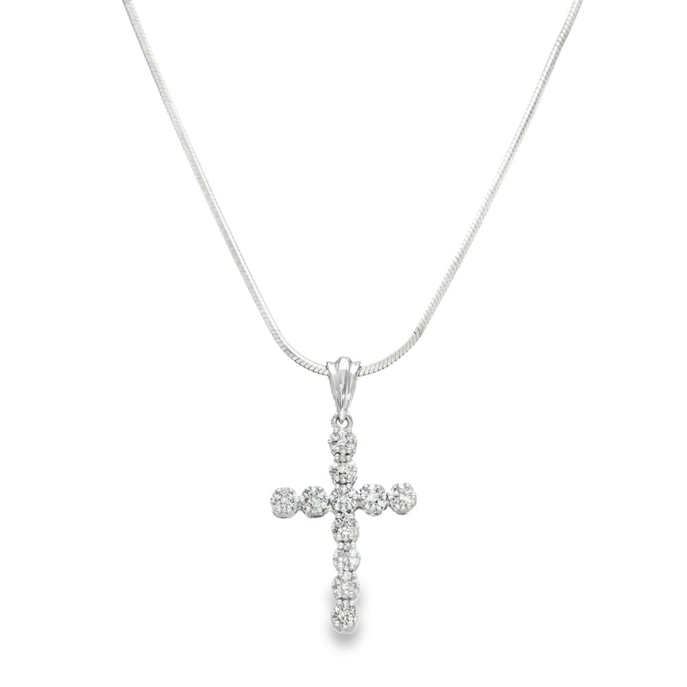 9ct White Gold Diamond Cross Pendant & Necklace - 16" - 0.38ct