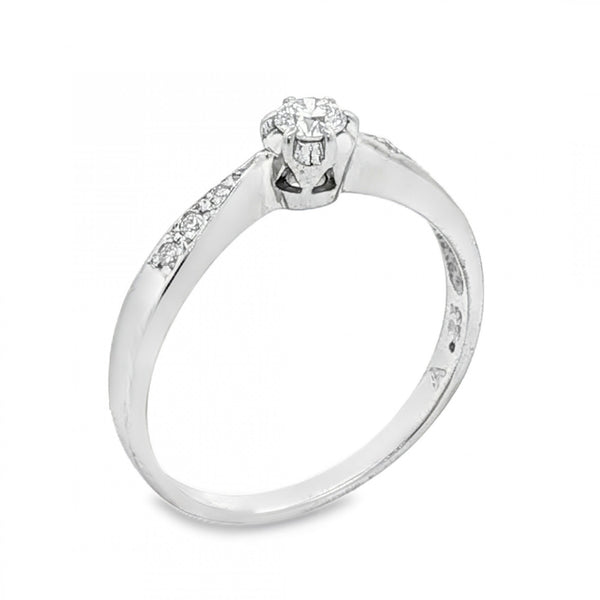 18ct White Gold Diamond Engagement Ring - Size O½ - 0.25ct