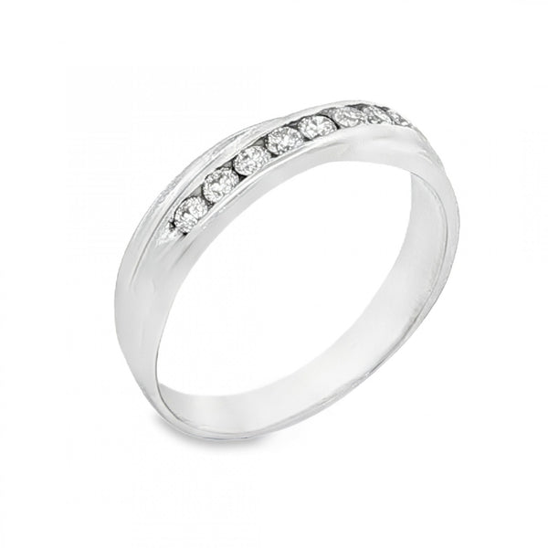 18ct White Gold Twist Diamond Half-Eternity Ring -Size L -0.27ct