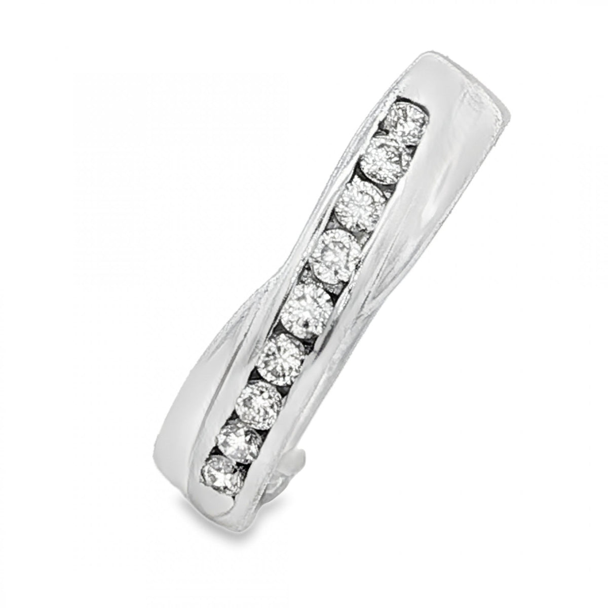 18ct White Gold Twist Diamond Half-Eternity Ring -Size L -0.27ct