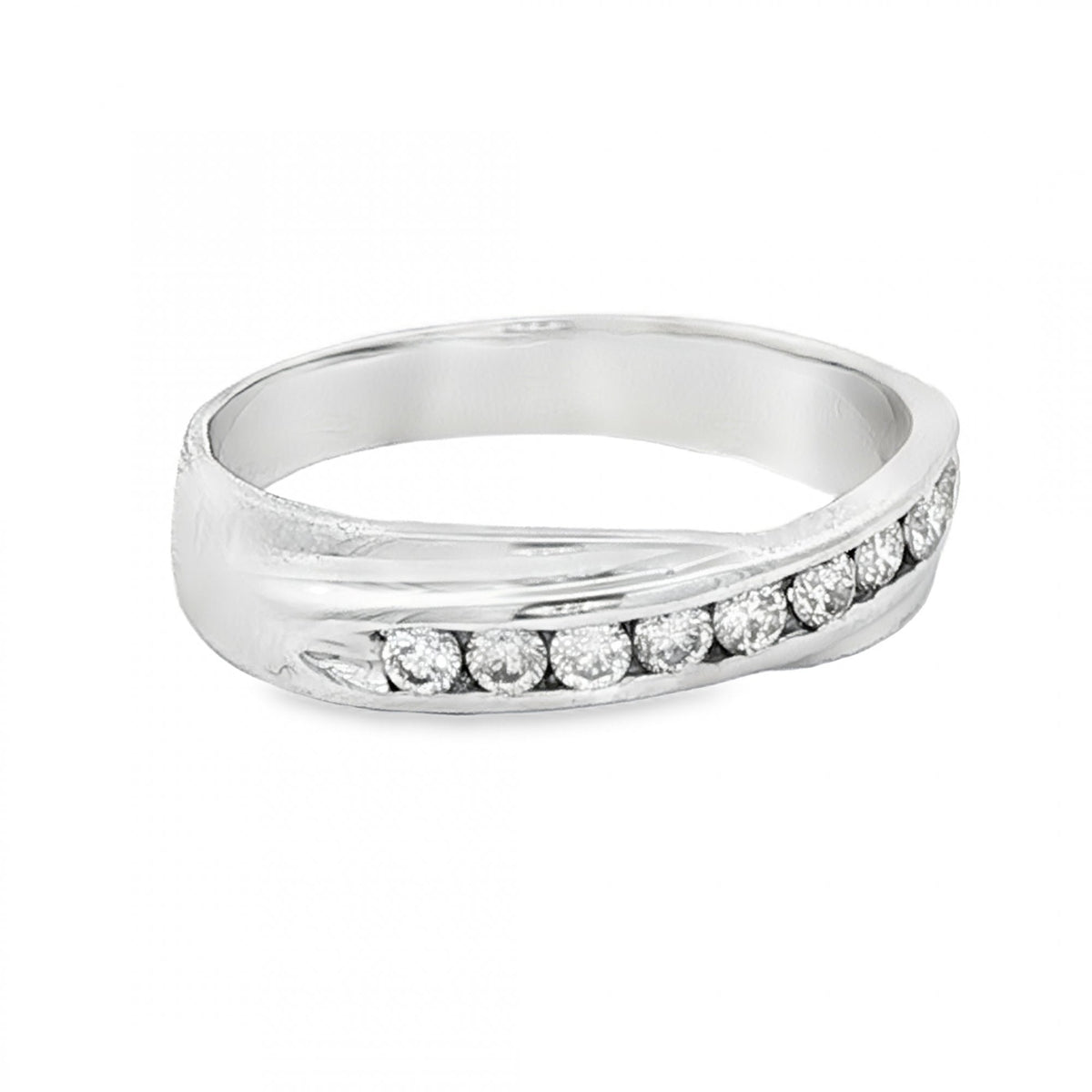 18ct White Gold Twist Diamond Half-Eternity Ring -Size L -0.27ct