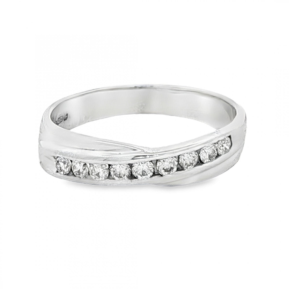 18ct White Gold Twist Diamond Half-Eternity Ring -Size L -0.27ct