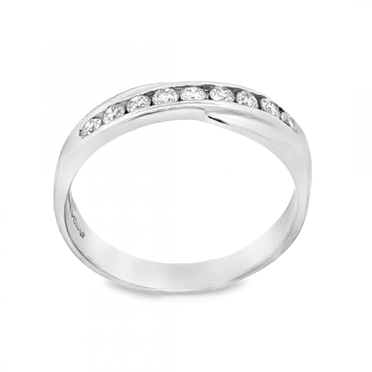 18ct White Gold Twist Diamond Half-Eternity Ring -Size L -0.27ct